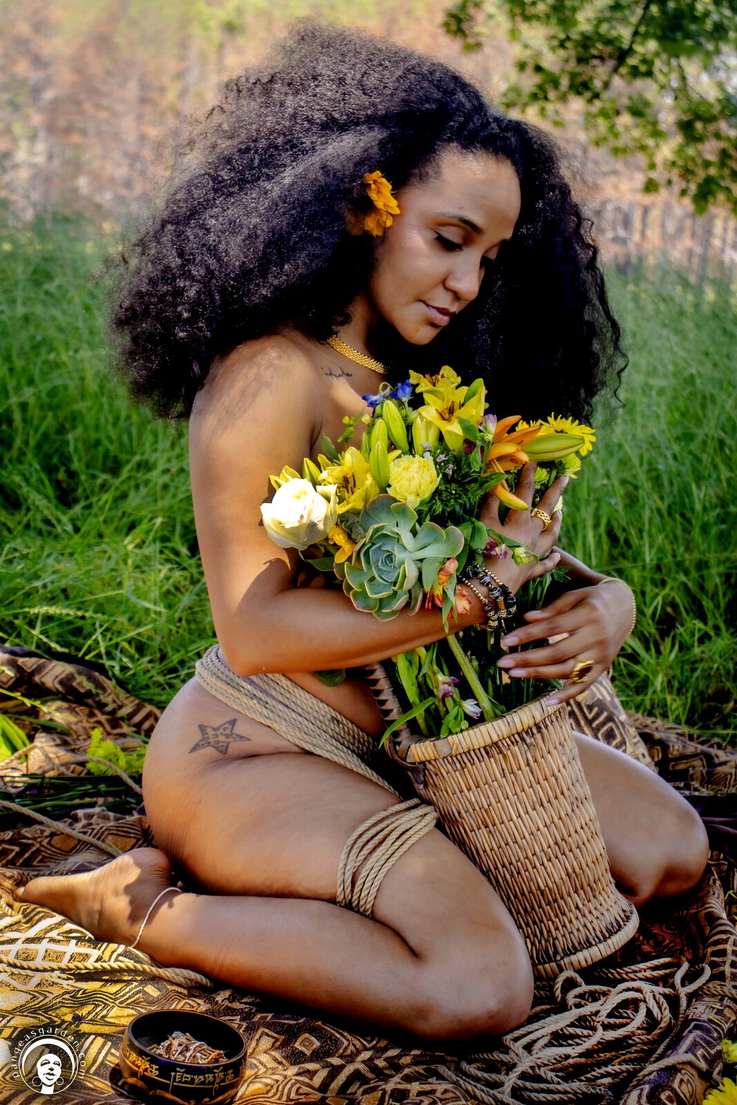 A bouquet held against the body.