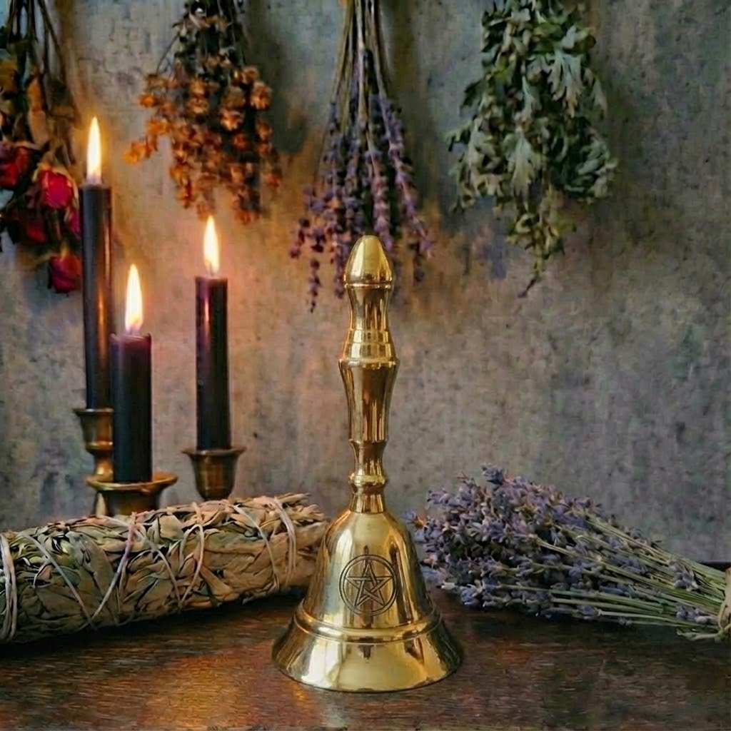 Brass ritual bell, altar tool for sound cleansing